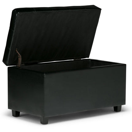 34" Dark Brown and Black Upholstery Storage Ottoman