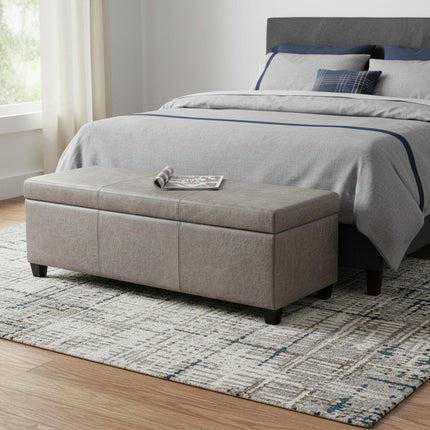 48" Dark Brown and Gray Upholstery Storage Ottoman