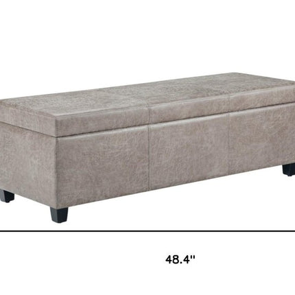 48" Dark Brown and Gray Upholstery Storage Ottoman