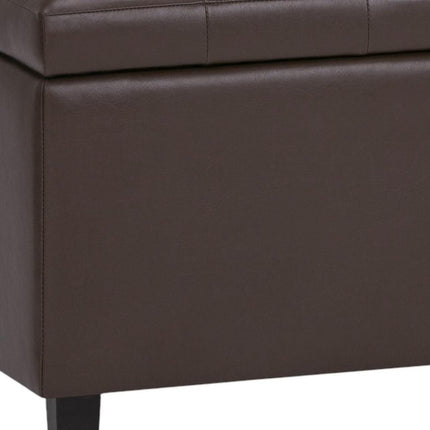 34" Dark Brown and Chocolate Upholstery Storage Ottoman