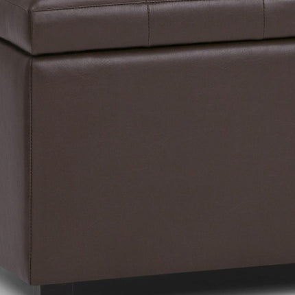 34" Dark Brown and Chocolate Upholstery Storage Ottoman