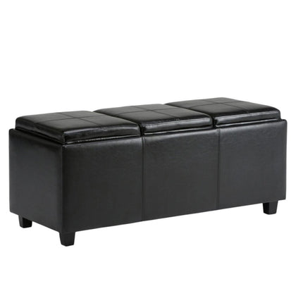 42" Dark Brown and Black Upholstery Storage Ottoman