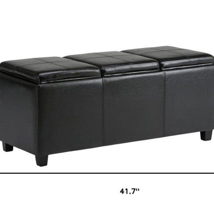 42" Dark Brown and Black Upholstery Storage Ottoman