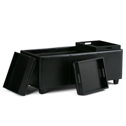 42" Dark Brown and Black Upholstery Storage Ottoman