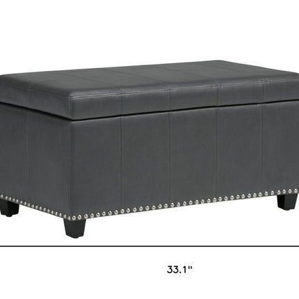 33" Espresso and Gray Upholstery Storage Ottoman