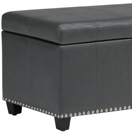 33" Espresso and Gray Upholstery Storage Ottoman