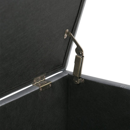 33" Espresso and Gray Upholstery Storage Ottoman