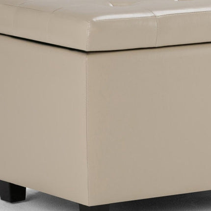 34" Dark Brown and Cream Upholstery Storage Ottoman
