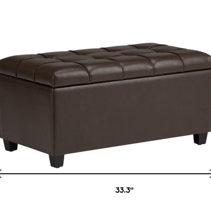 33" Espresso and Chocolate Upholstery Storage Ottoman