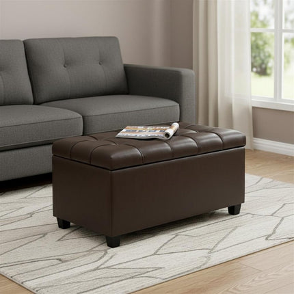 33" Espresso and Chocolate Upholstery Storage Ottoman