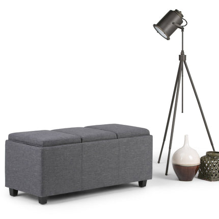 42" Dark Brown and Slate Gray Upholstery Storage Ottoman