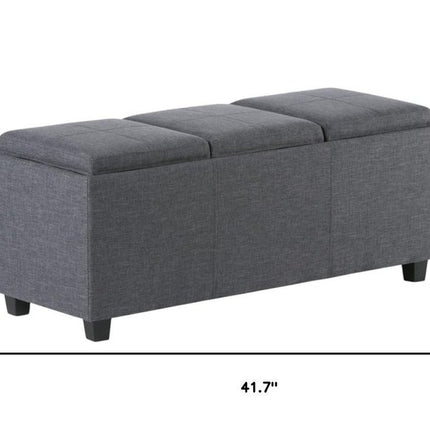 42" Dark Brown and Slate Gray Upholstery Storage Ottoman