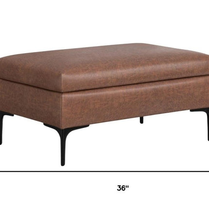 36" Black and Brown Upholstery Storage Ottoman
