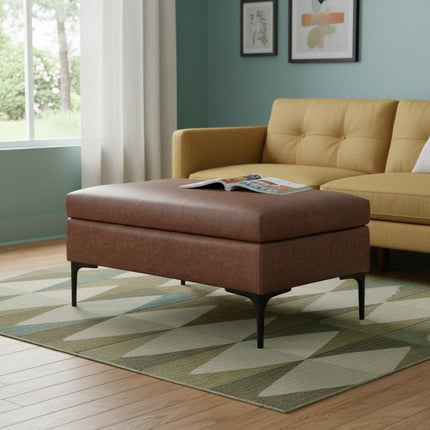 36" Black and Brown Upholstery Storage Ottoman