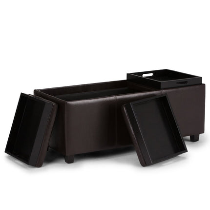 42" Dark Brown and Brown Upholstery Storage Ottoman