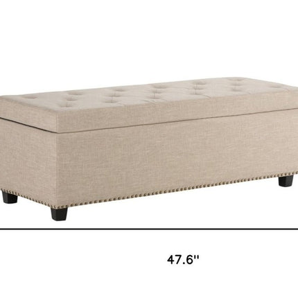 48" Dark Brown and Natural Upholstery Storage Ottoman