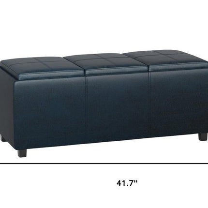 42" Dark Brown and Blue Upholstery Storage Ottoman