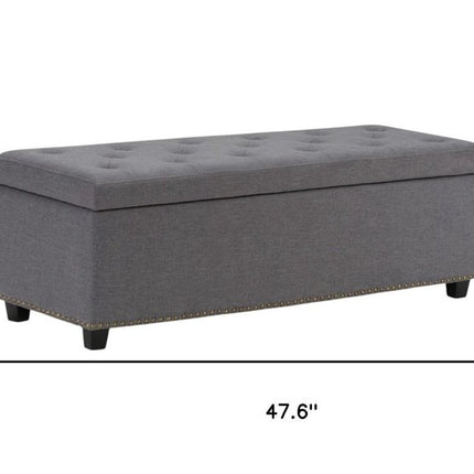 48" Dark Brown and Slate Gray Upholstery Storage Ottoman