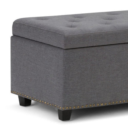 48" Dark Brown and Slate Gray Upholstery Storage Ottoman