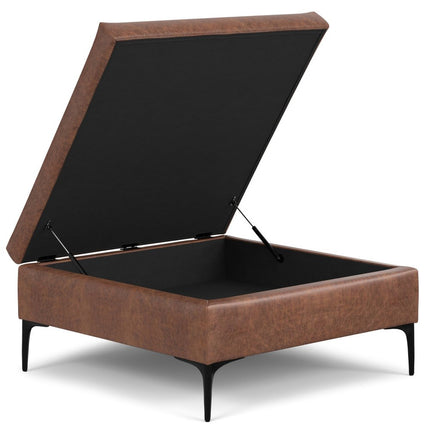 36" Black and Brown Upholstery Storage Ottoman