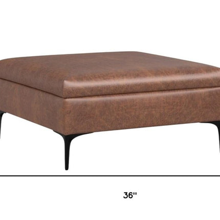 36" Black and Brown Upholstery Storage Ottoman