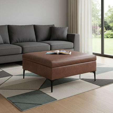 36" Black and Brown Upholstery Storage Ottoman