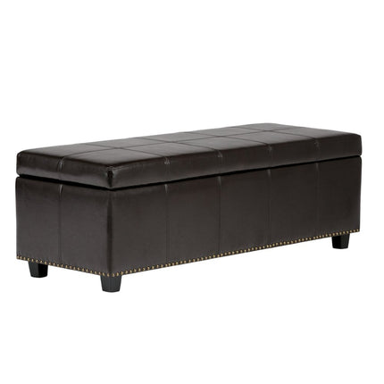 48" Dark Brown and Coffee Upholstery Storage Ottoman