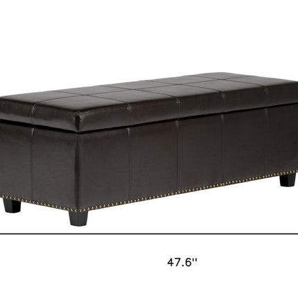 48" Dark Brown and Coffee Upholstery Storage Ottoman