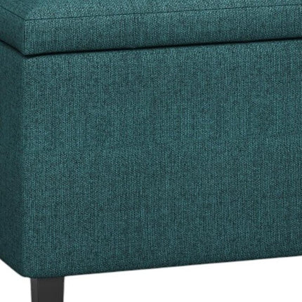 34" Dark Brown and Teal Blue Upholstery Storage Ottoman