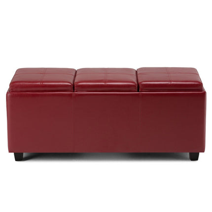 42" Dark Brown and Red Upholstery Storage Ottoman