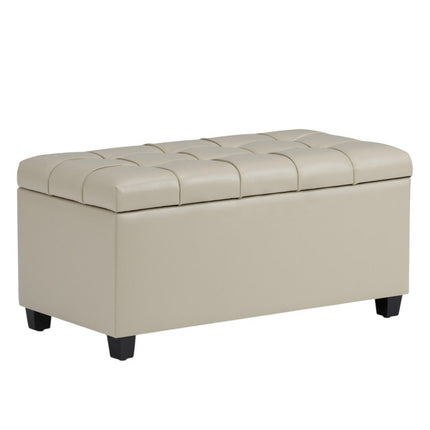 33" Espresso and Cream Upholstery Storage Ottoman