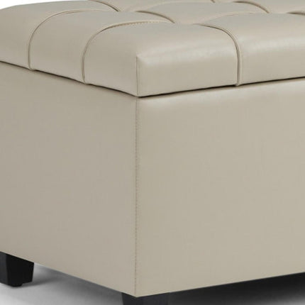 33" Espresso and Cream Upholstery Storage Ottoman