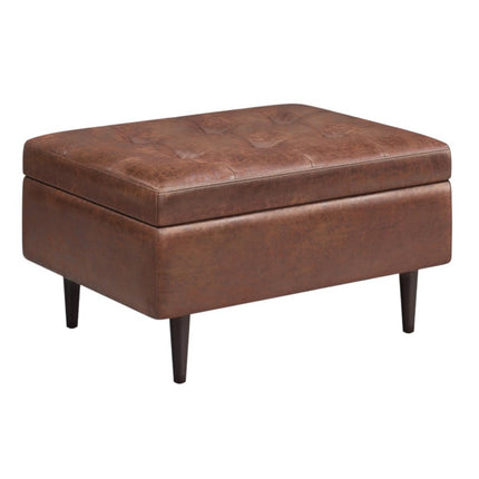 34" Brown Upholstery Storage Ottoman