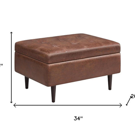 34" Brown Upholstery Storage Ottoman