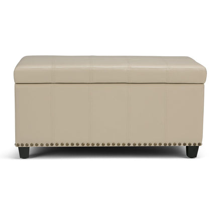 33" Espresso and Cream Upholstery Storage Ottoman