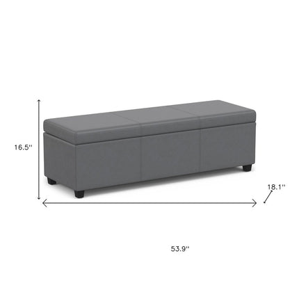 54" Dark Brown and Gray Upholstery Storage Ottoman