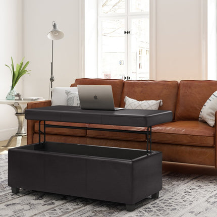 44" Dark Brown and Brown Upholstery Storage Ottoman