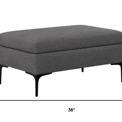 36" Black and Slate Gray Upholstery Storage Ottoman