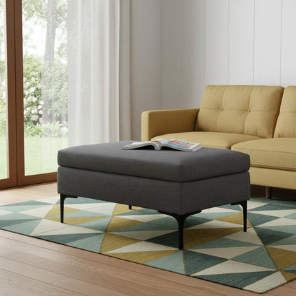 36" Black and Slate Gray Upholstery Storage Ottoman