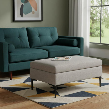 36" Black and Cloud Upholstery Storage Ottoman