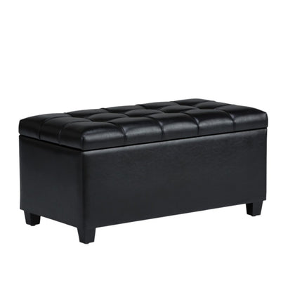 33" Espresso and Black Upholstery Storage Ottoman