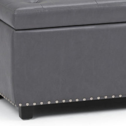 48" Dark Brown and Gray Upholstery Storage Ottoman