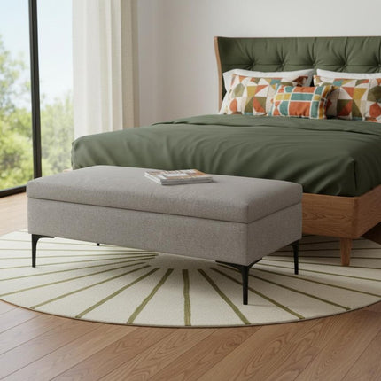 48" Black and Cloud Upholstery Storage Ottoman
