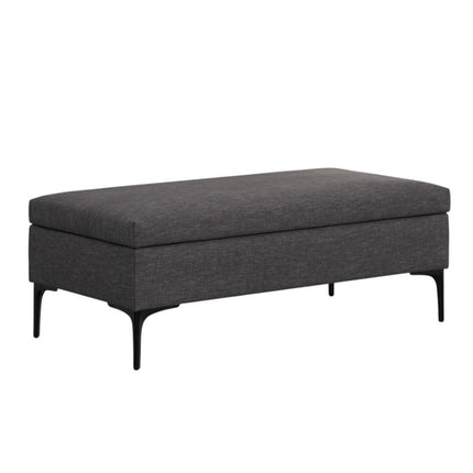 48" Black and Slate Gray Upholstery Storage Ottoman