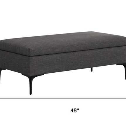 48" Black and Slate Gray Upholstery Storage Ottoman