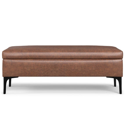 48" Black and Brown Upholstery Storage Ottoman