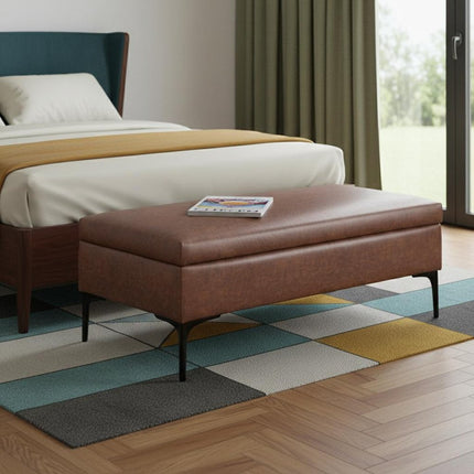 48" Black and Brown Upholstery Storage Ottoman