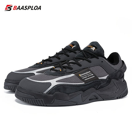 Men'S All-Season Casual Sneakers - Thick Upper, Reflective Strip Design,