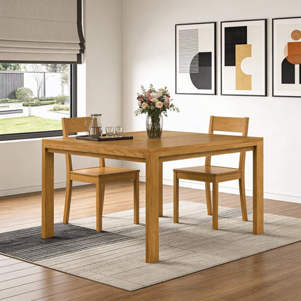 54" Oak Wood Frame Base Square Dining Table