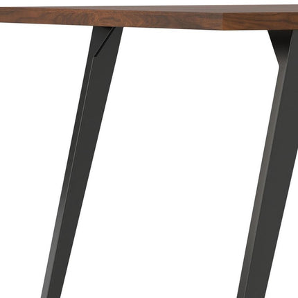 66" Walnut and Gray Wood and Iron Frame Base Dining Table